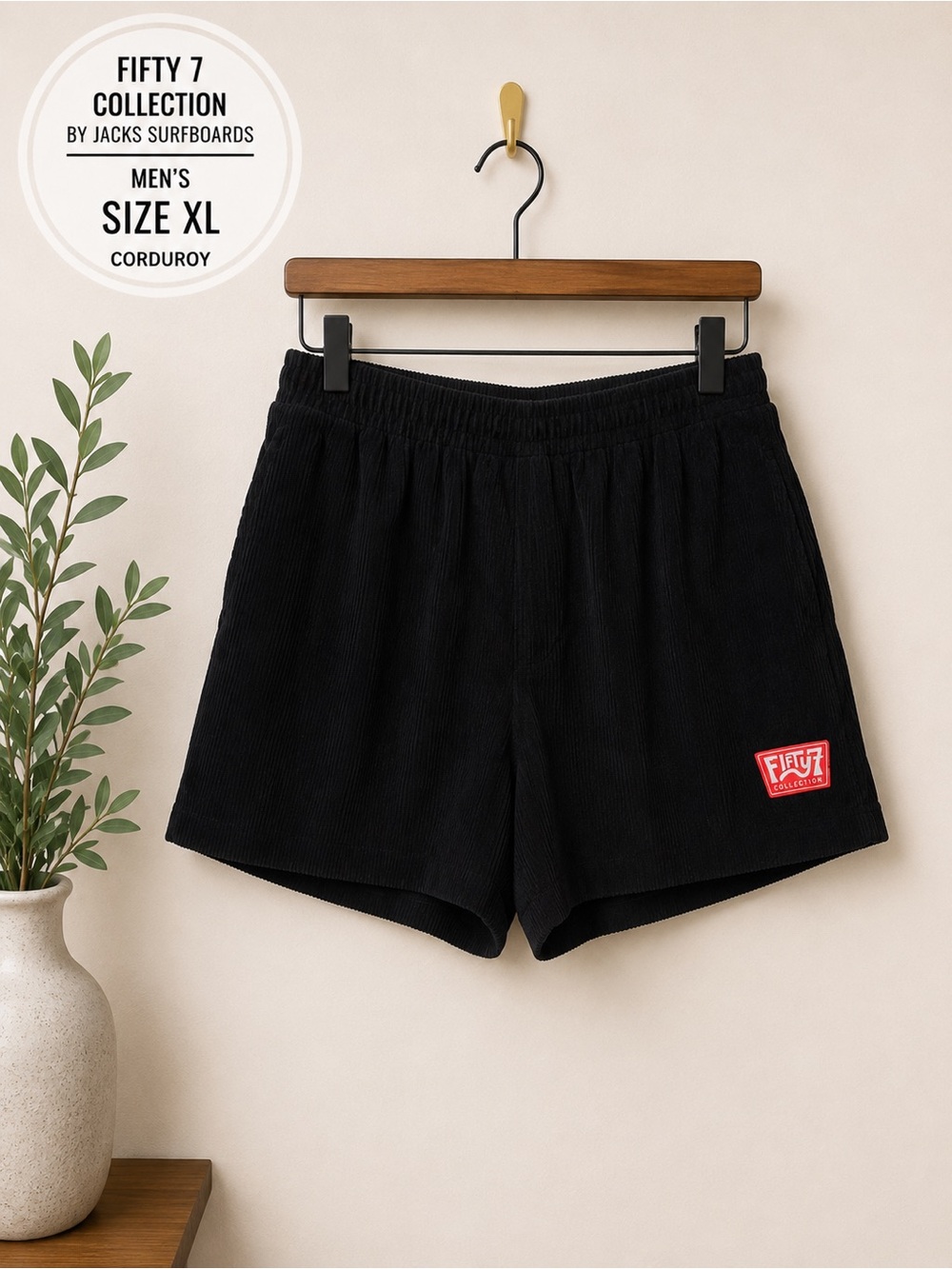 Men's Black Corduroy Shorts - XL